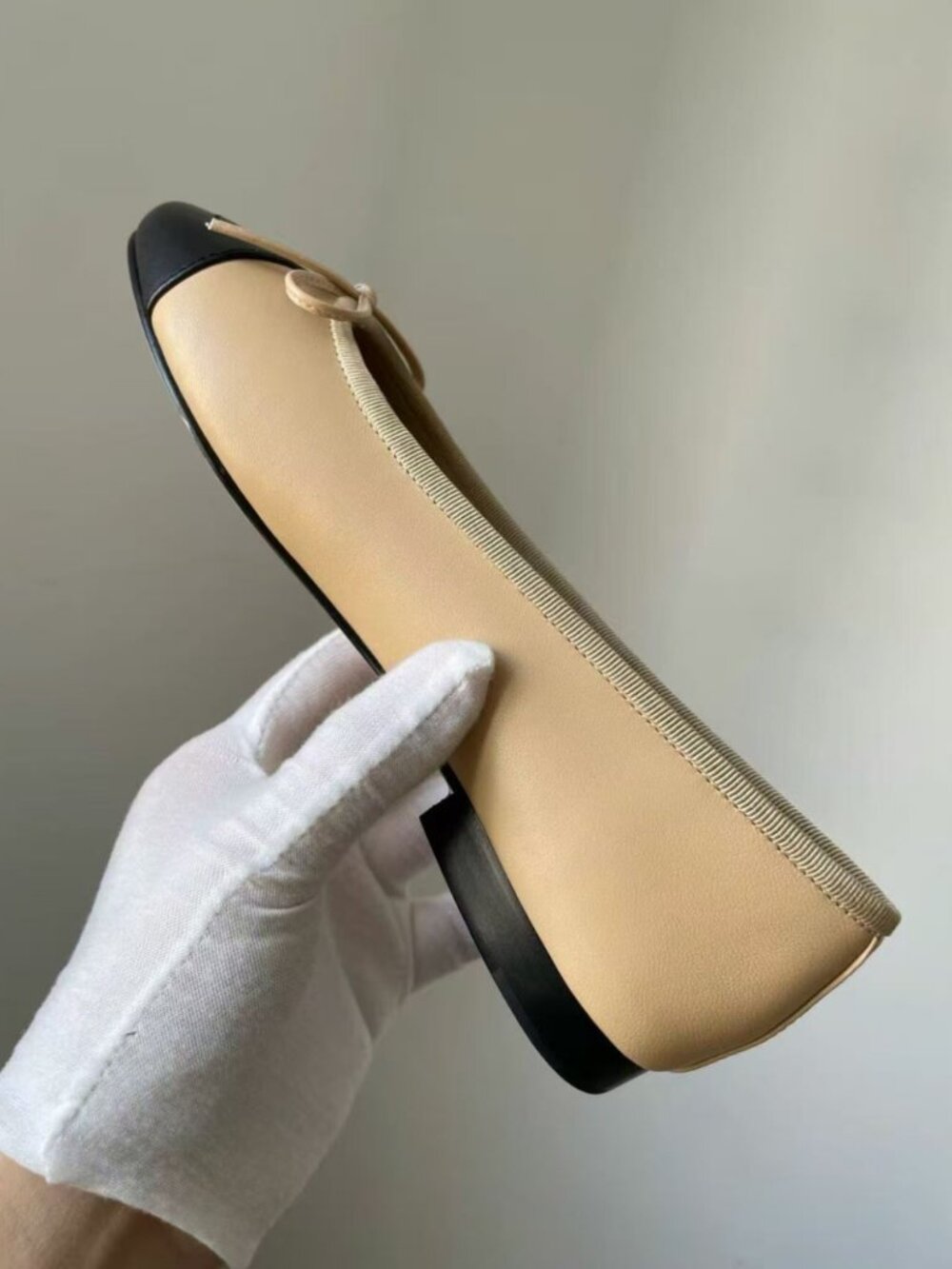 CHANEL Beige & Black CC Ballet Flats - Picture 5 of 8